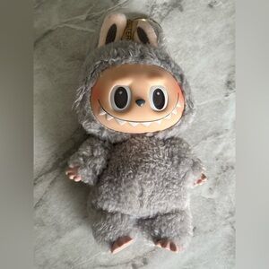 EUC POPMART LABUBU Gray Plush Monster Collectible bag charm/keyring